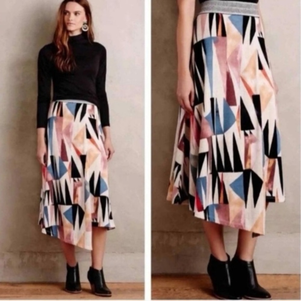 Anthropologie Vanessa Virginia Geometric Faux Wrap Sweater Skirt Size Medium